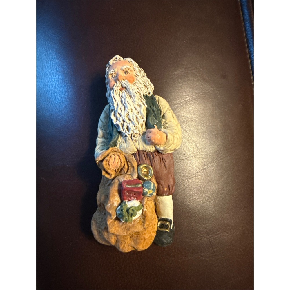 June McKenna Vintage Santa Figurine Flat Back 1988-1991 Folk Art 5.5 Inch